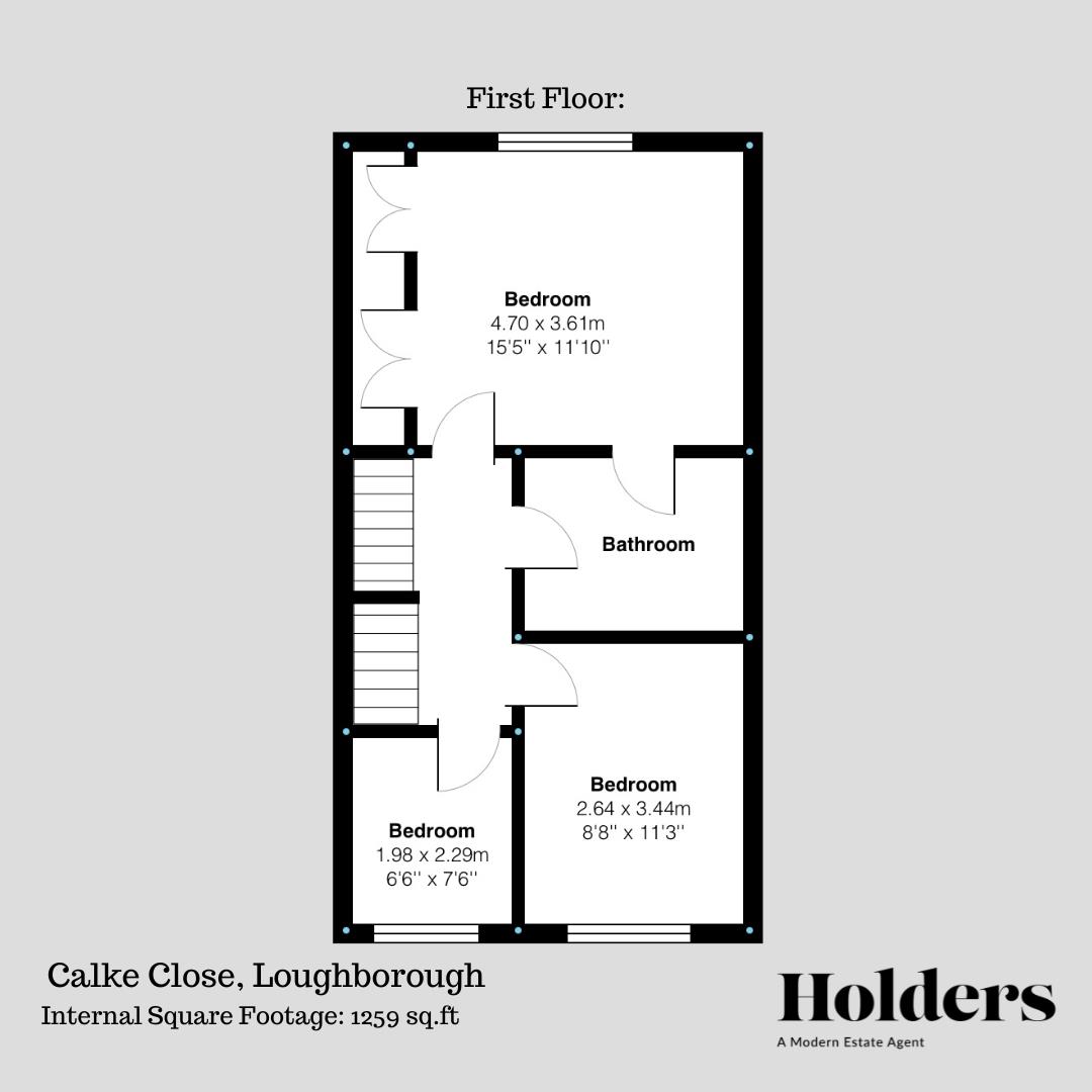 First Floor Floorplan for Calke Close, Loughborough