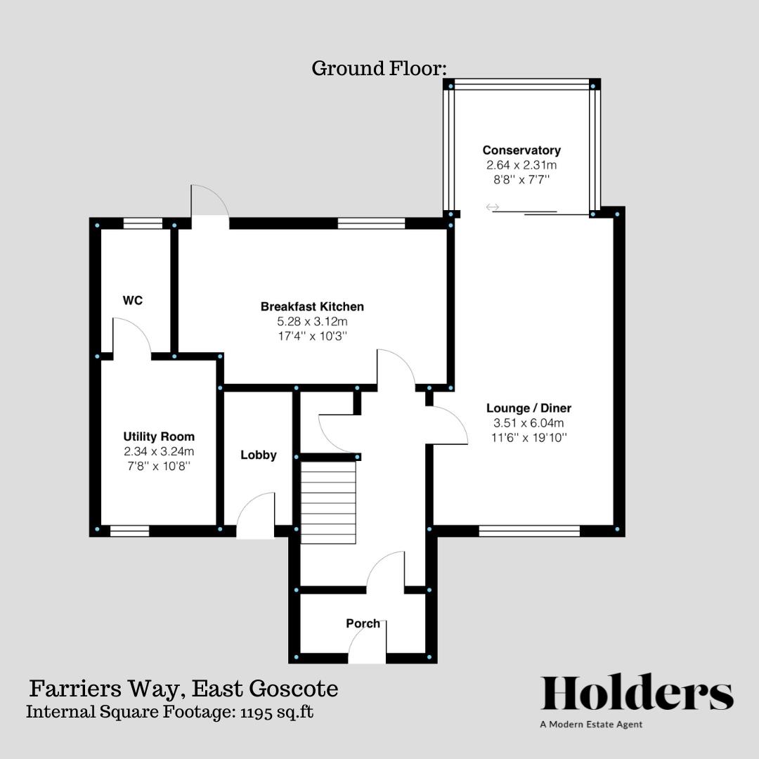 Ground Floor Floorplan for Farriers Way, East Goscote, Leicester