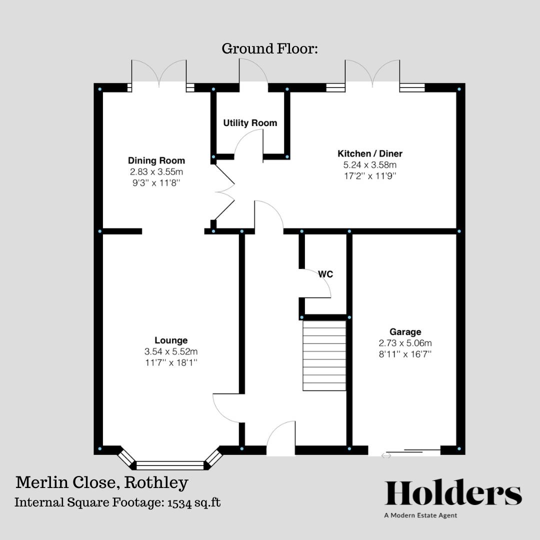 Ground Floor Floorplan for Merlin Close, Rothley, Leicester