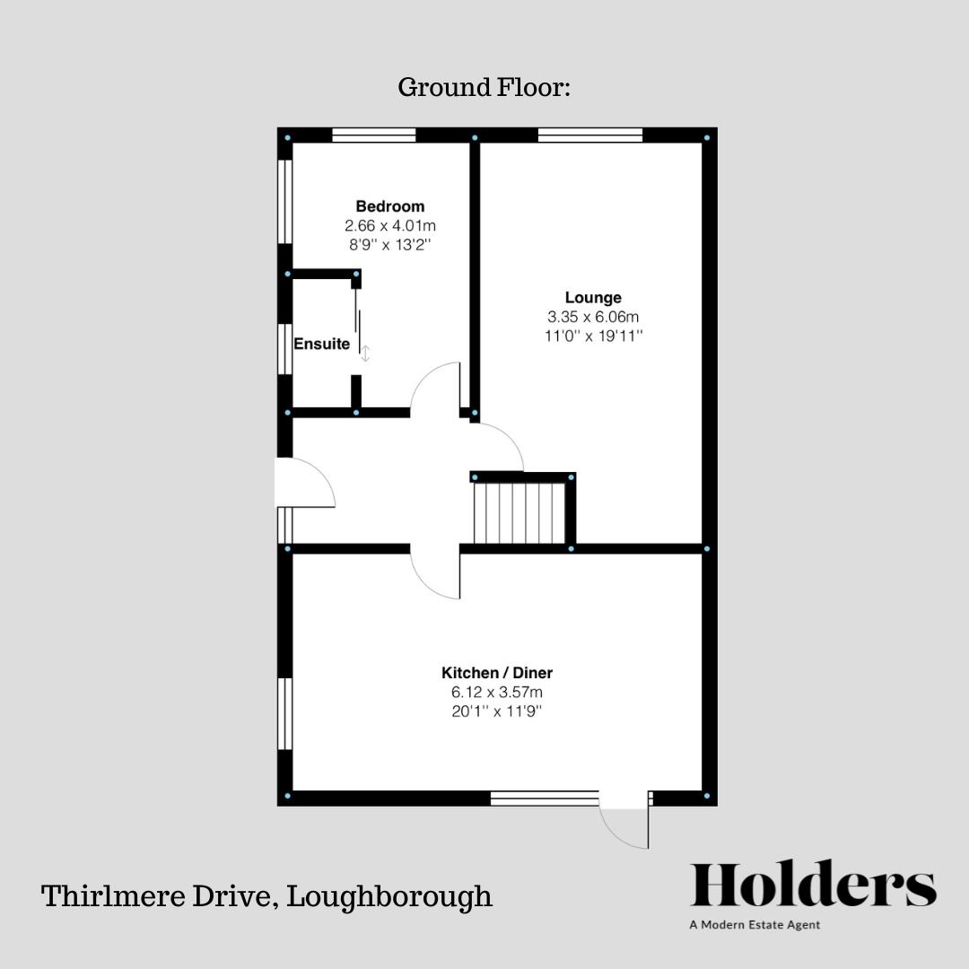 Ground Floor Floorplan for Thirlmere Drive, Loughborough