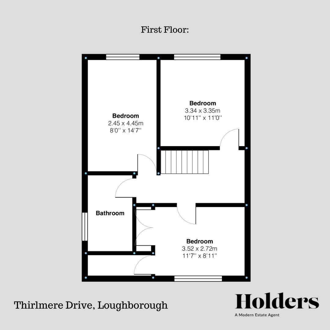 First Floor Floorplan for Thirlmere Drive, Loughborough