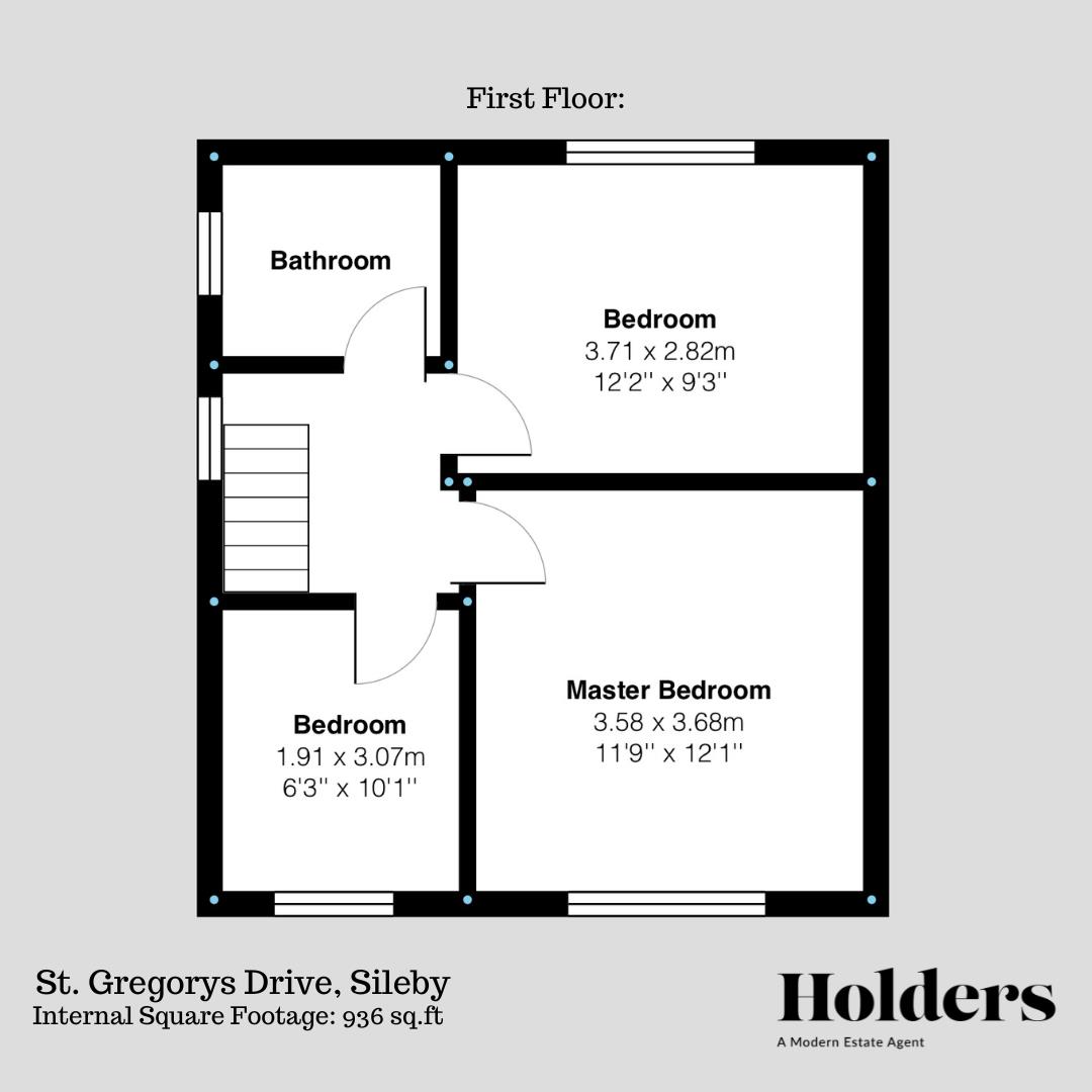 First Floor Floorplan for St. Gregorys Drive, Sileby, Loughborough