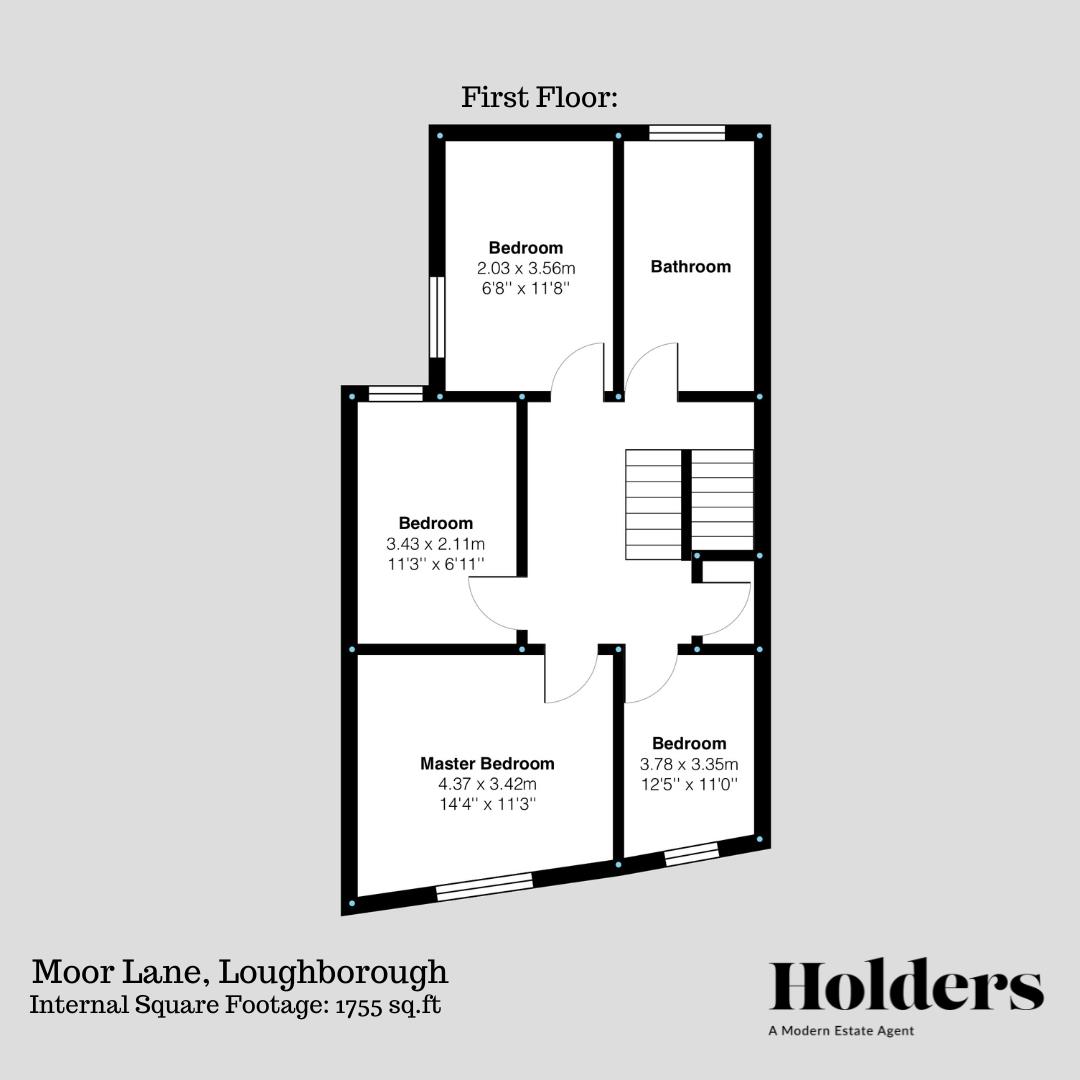 First Floor Floorplan for Moor Lane, Loughborough