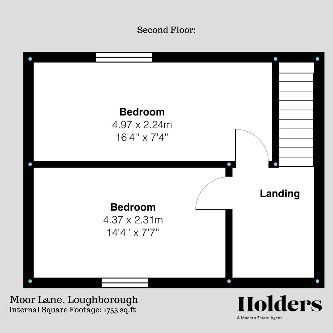 Second Floor Floorplan for Moor Lane, Loughborough