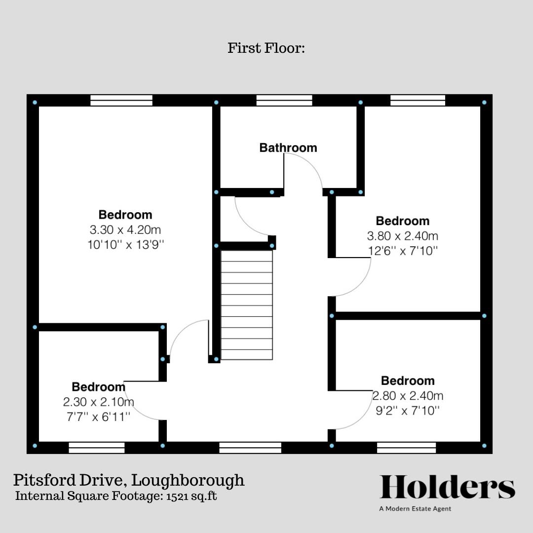 First Floor Floorplan for Pitsford Drive, Loughborough