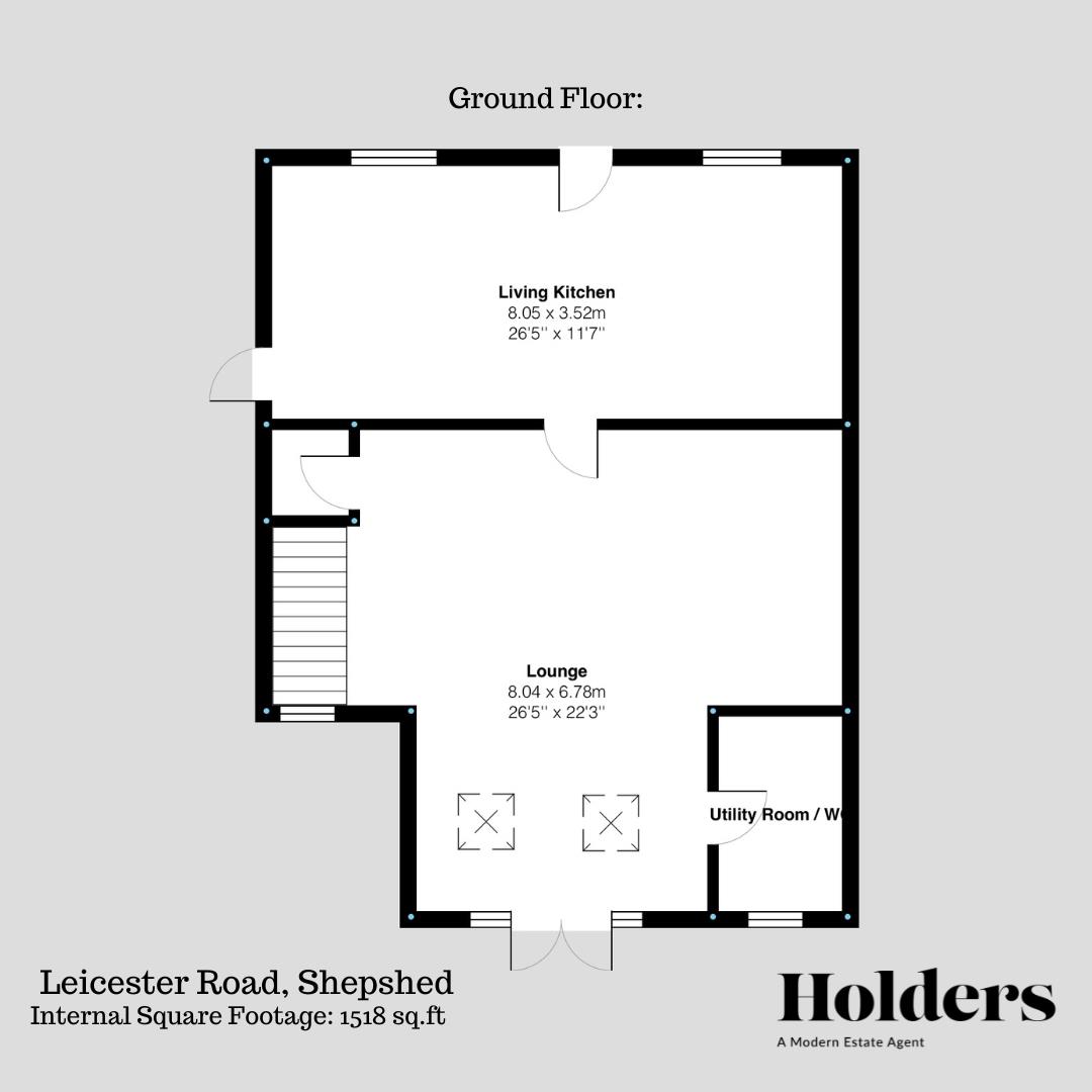 Ground Floor Floorplan for Leicester Road, Shepshed, Loughborough