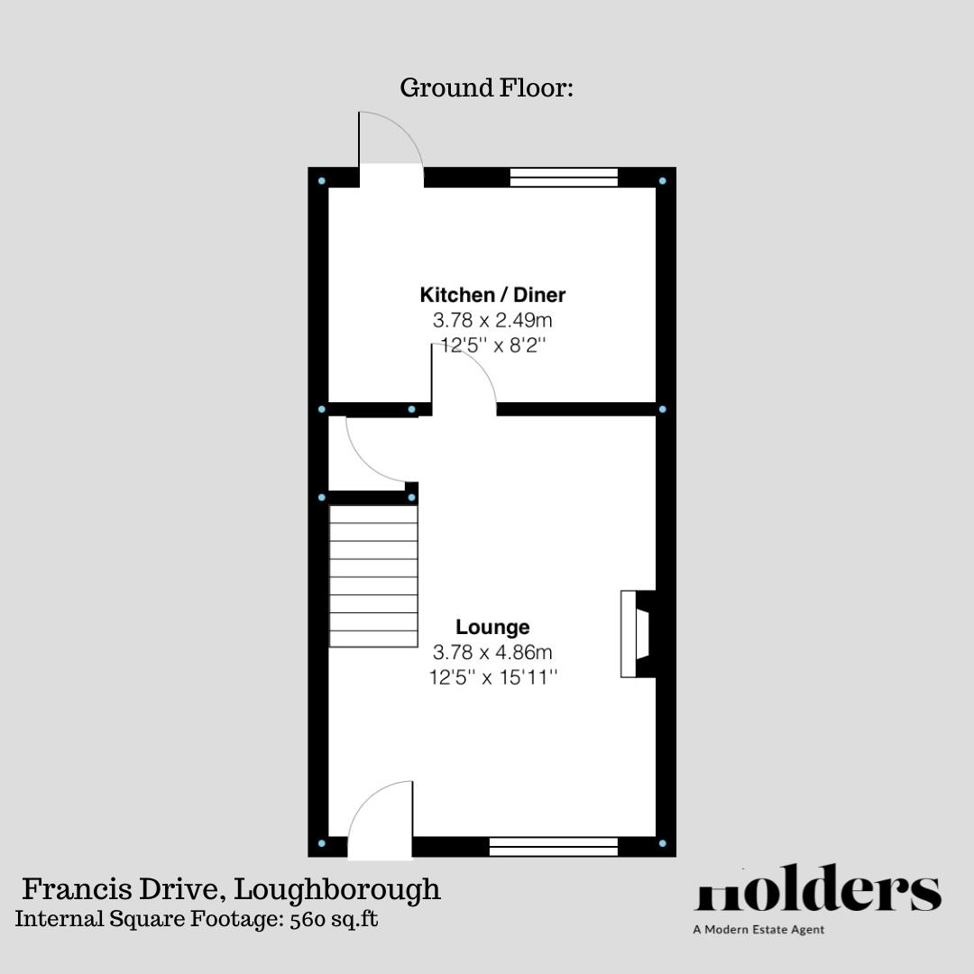 Ground Floor Floorplan for Francis Drive, Loughborough