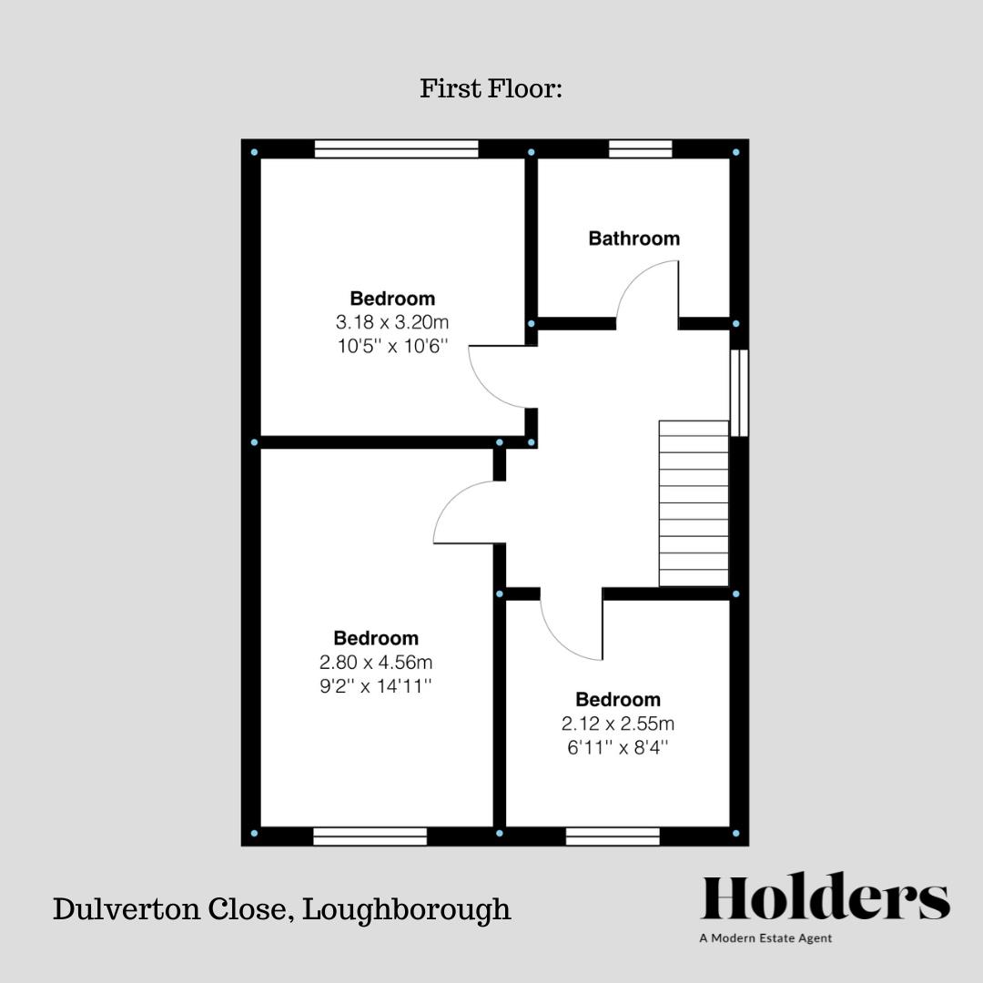 First Floor Floorplan for Dulverton Close, Loughborough