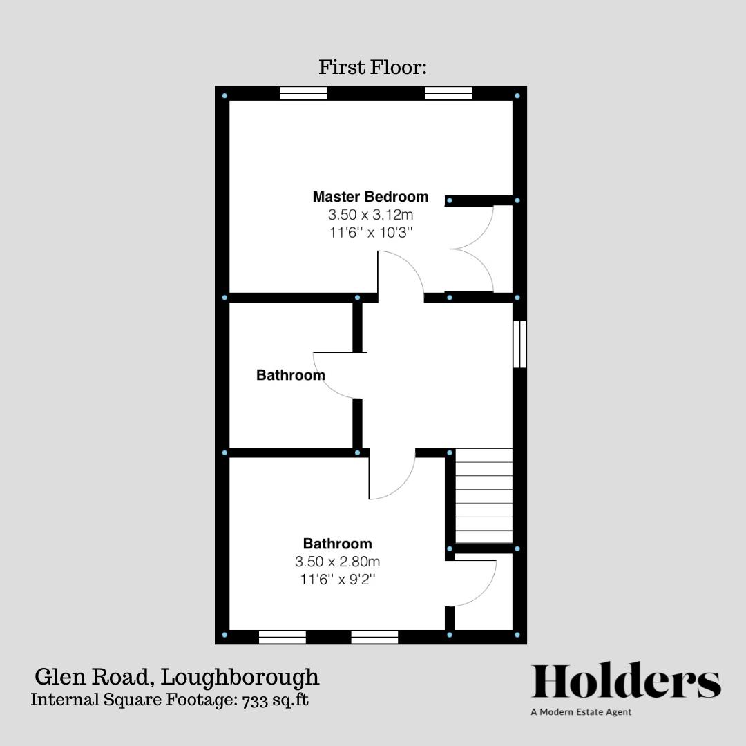 First Floor Floorplan for Glen Road, Loughborough