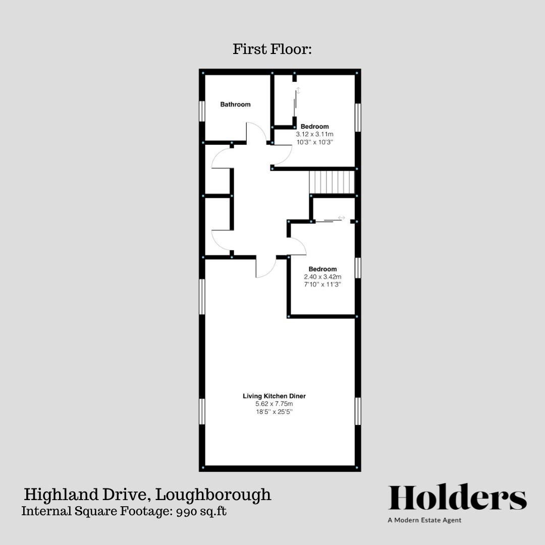 First Floor Floorplan for Highland Drive, Loughborough