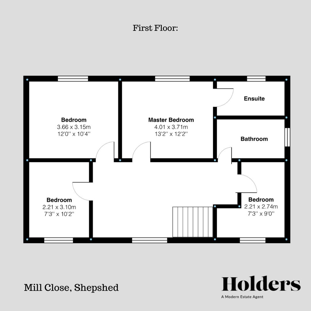 First Floor Floorplan for Mill Close, Shepshed, Loughborough