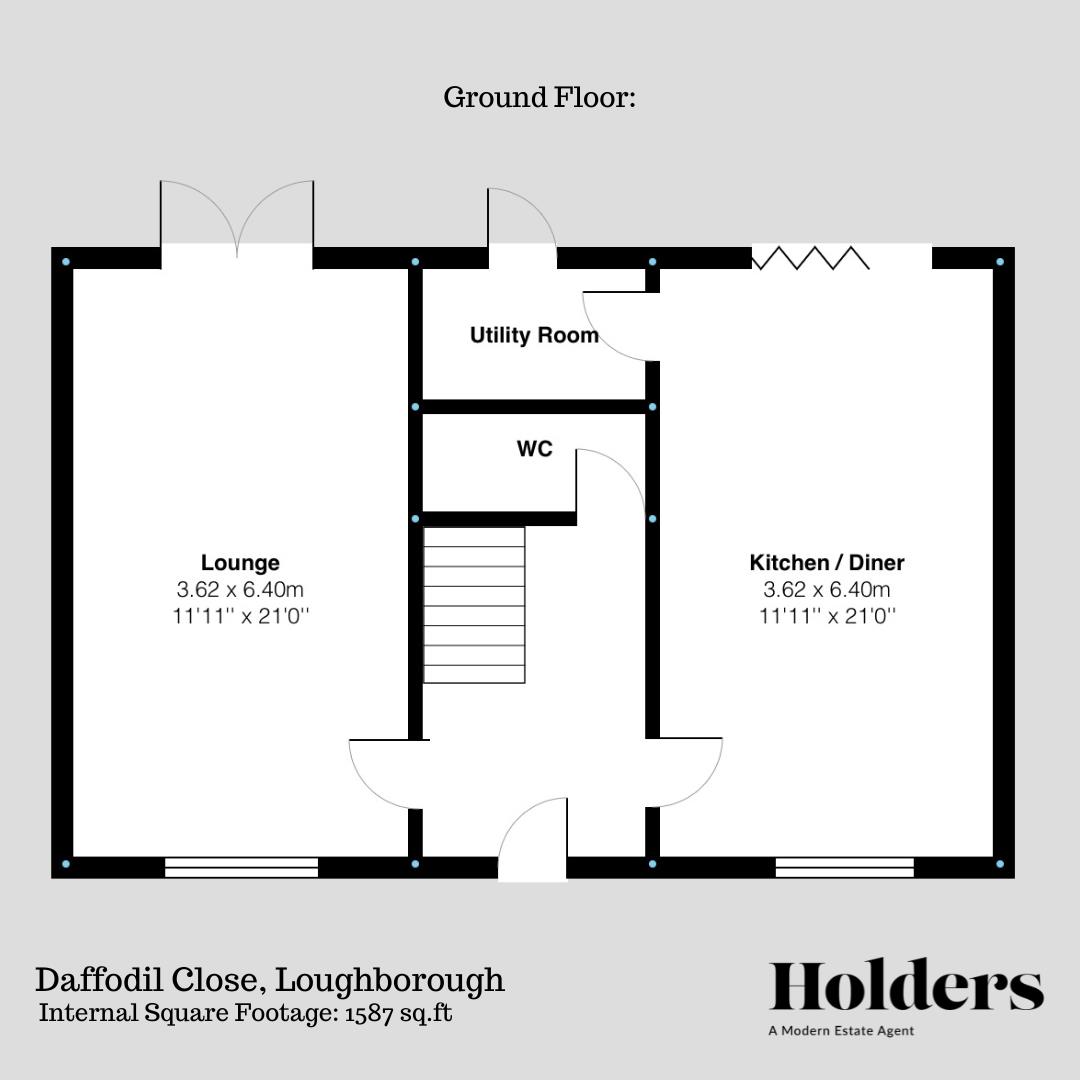 Ground Floor Floorplan for Daffodil Close, Loughborough