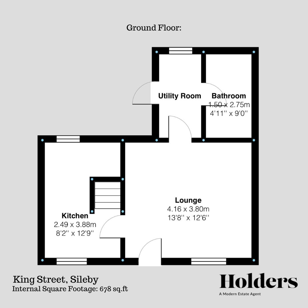 Ground Floor Floorplan for King Street, Sileby, Loughborough