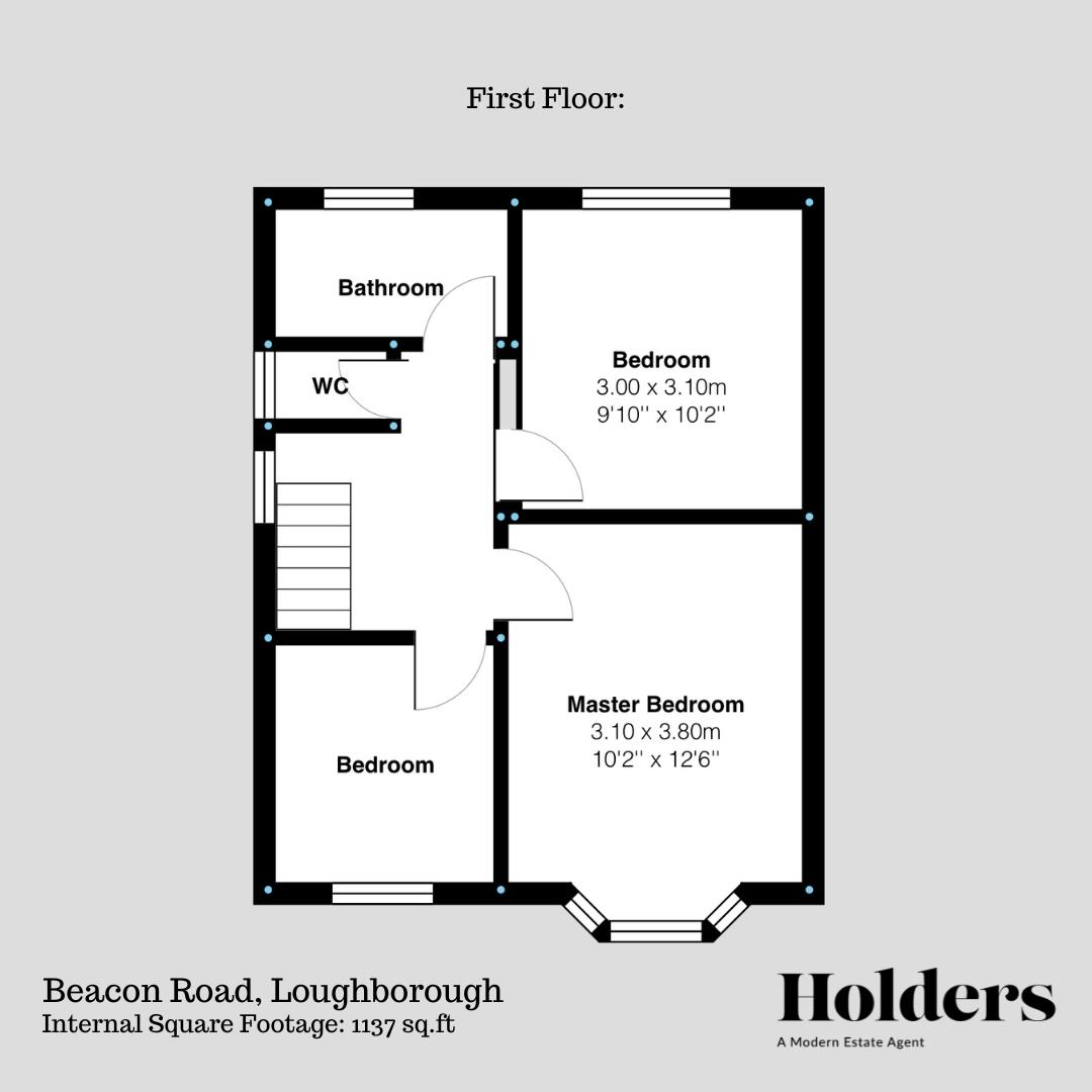 First Floor Floorplan for Beacon Road, Loughborough