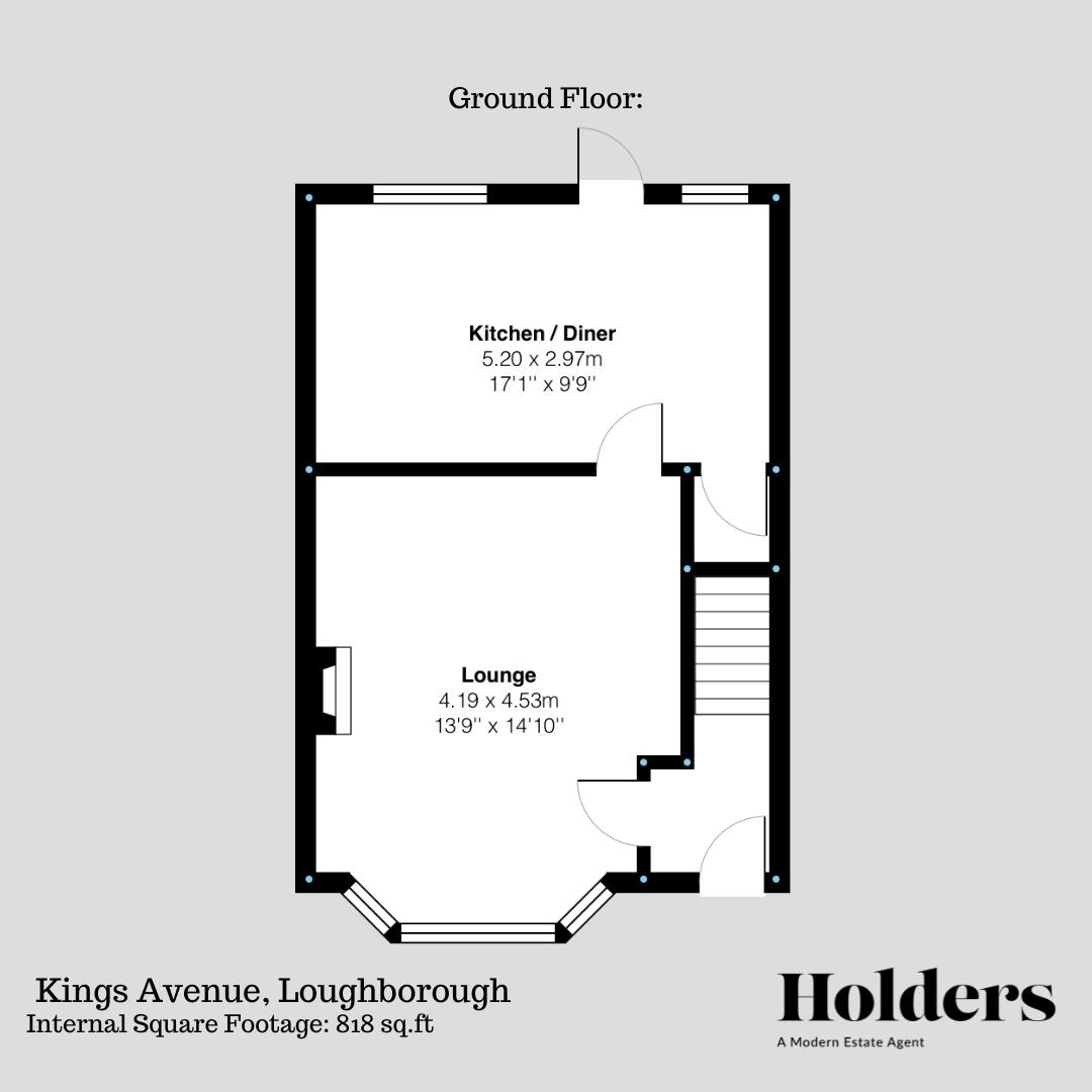 Ground Floor Floorplan for Kings Avenue, Loughborough