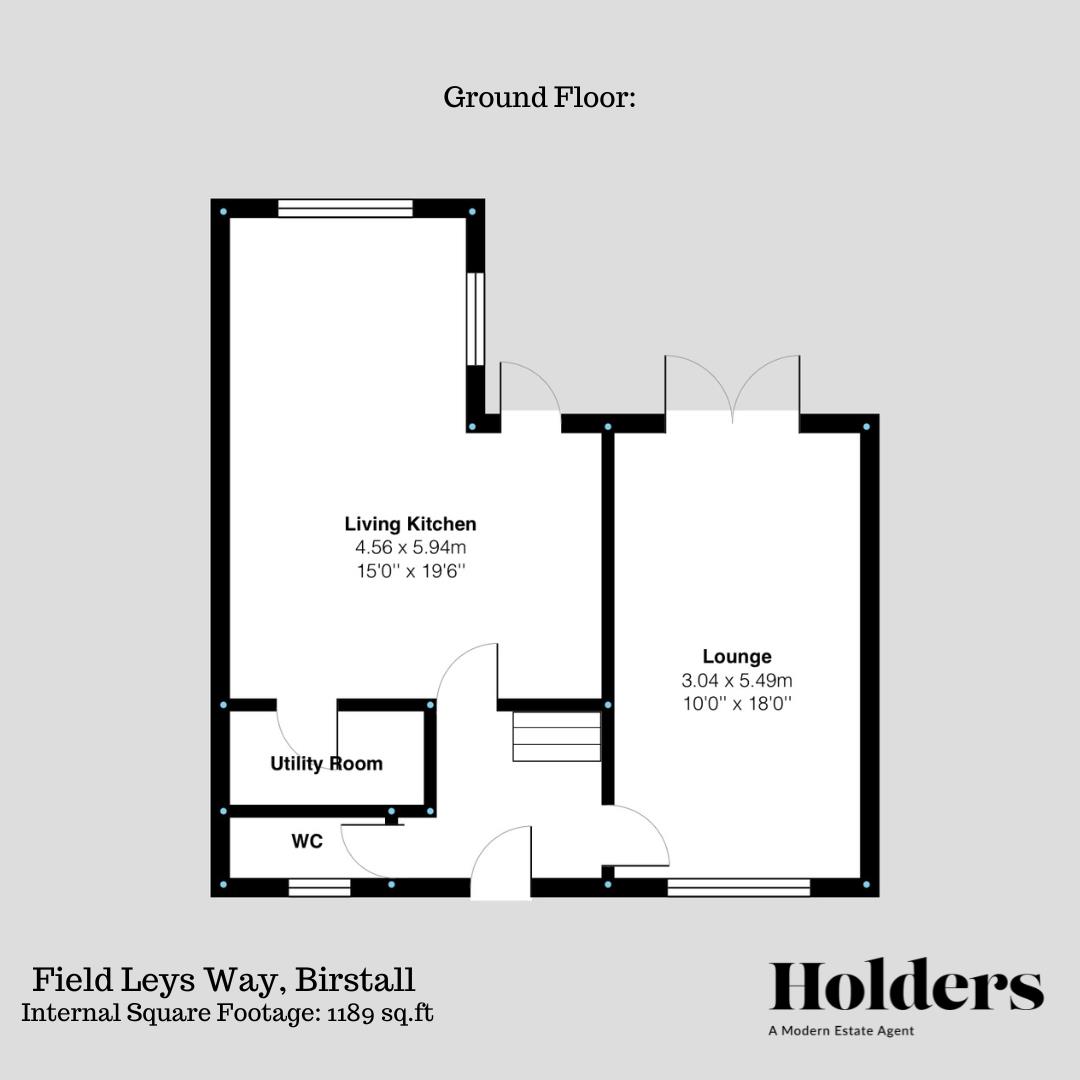 Ground Floor Floorplan for Field Leys Way, Birstall, Leicester