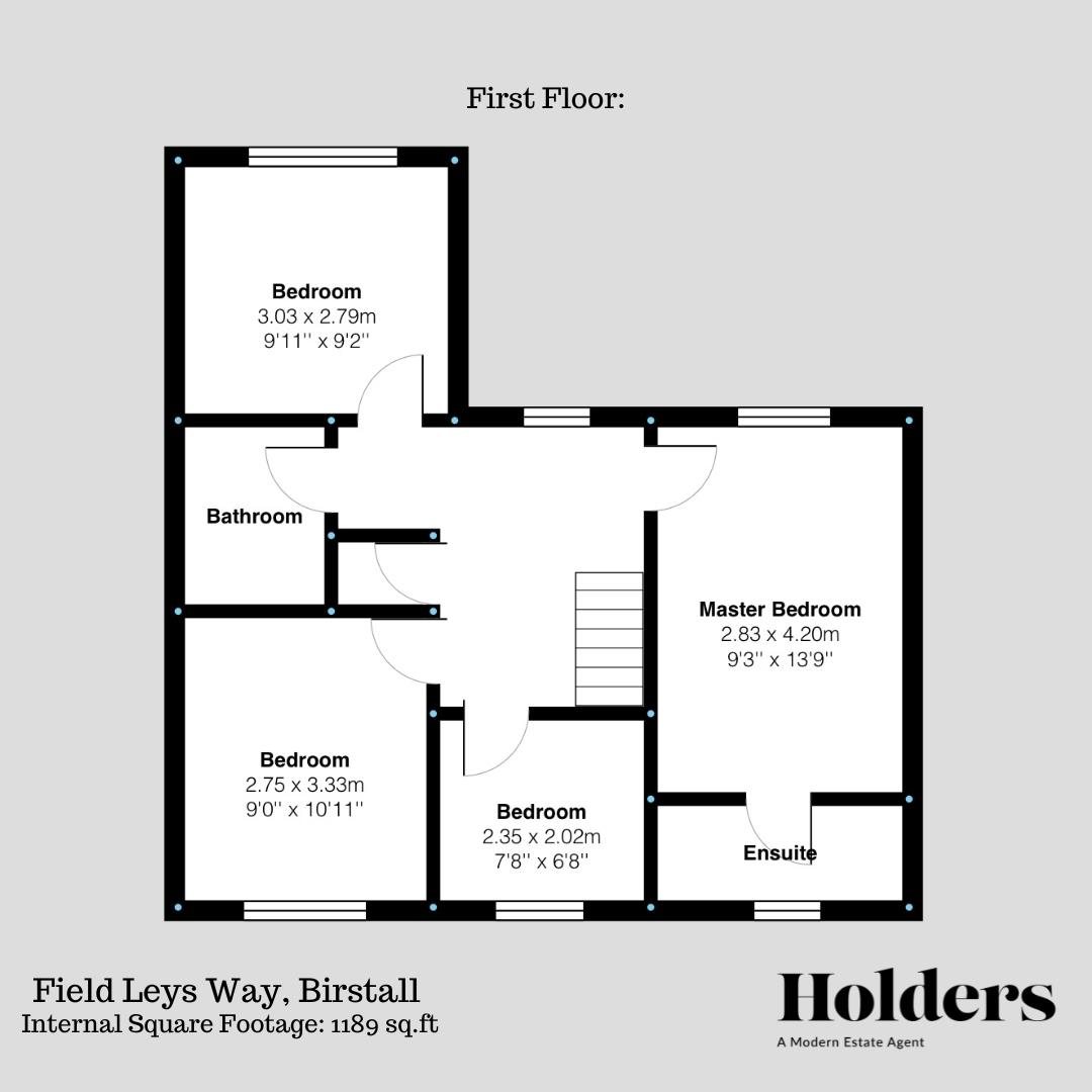 First Floor Floorplan for Field Leys Way, Birstall, Leicester