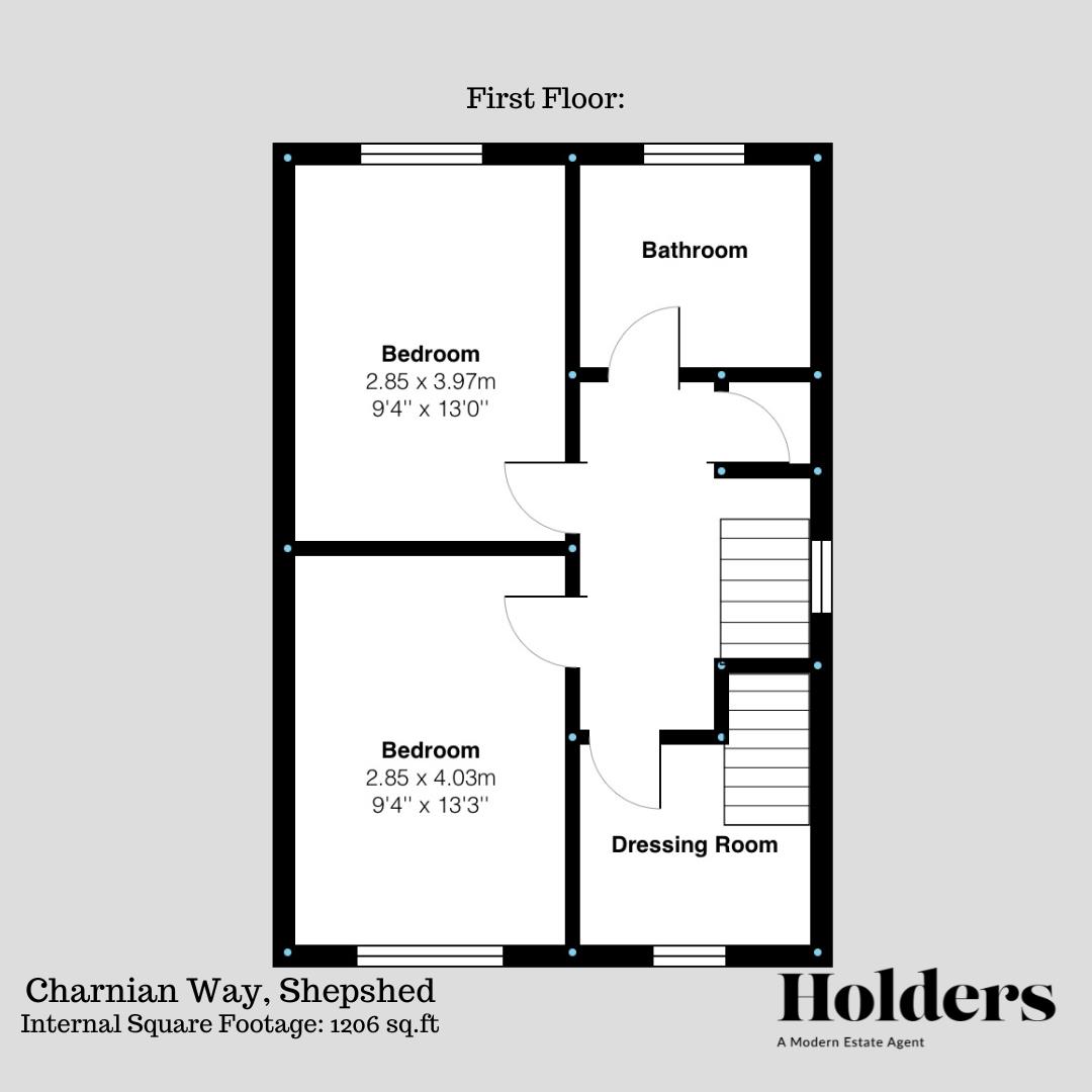 First Floor Floorplan for Charnian Way, Shepshed