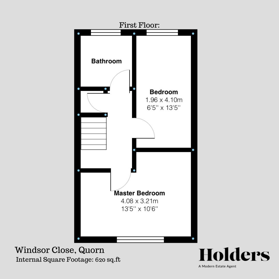 First Floor Floorplan for Windsor Close, Quorn, Loughborough