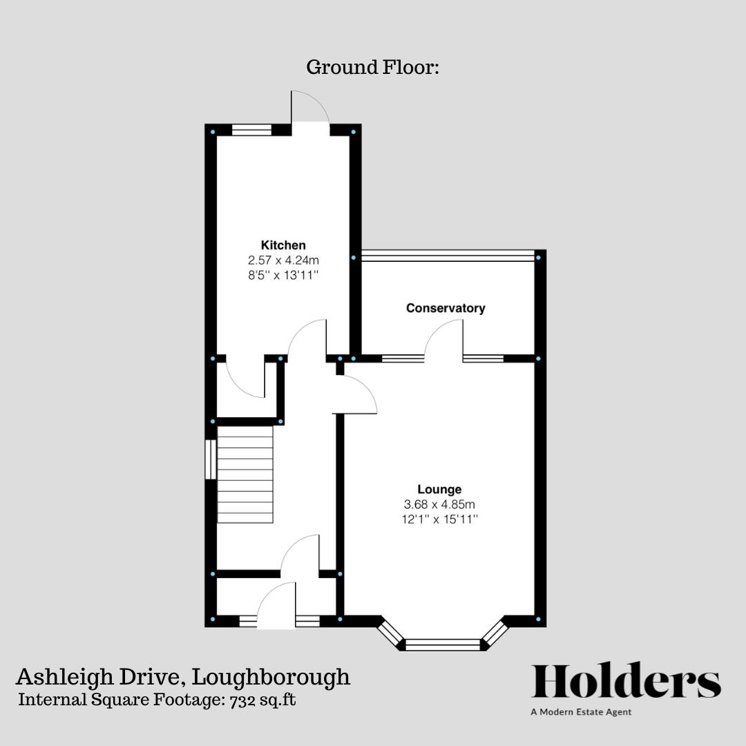 Ground Floor Floorplan for Ashleigh Drive, Loughborough