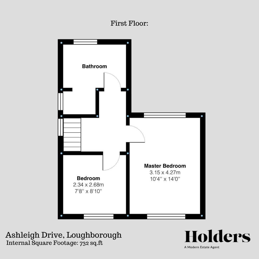 First Floor Floorplan for Ashleigh Drive, Loughborough