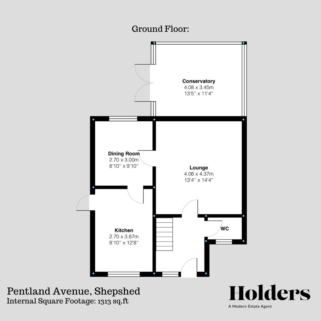 Ground Floor Floorplan for Pentland Avenue, Shepshed, Loughborough