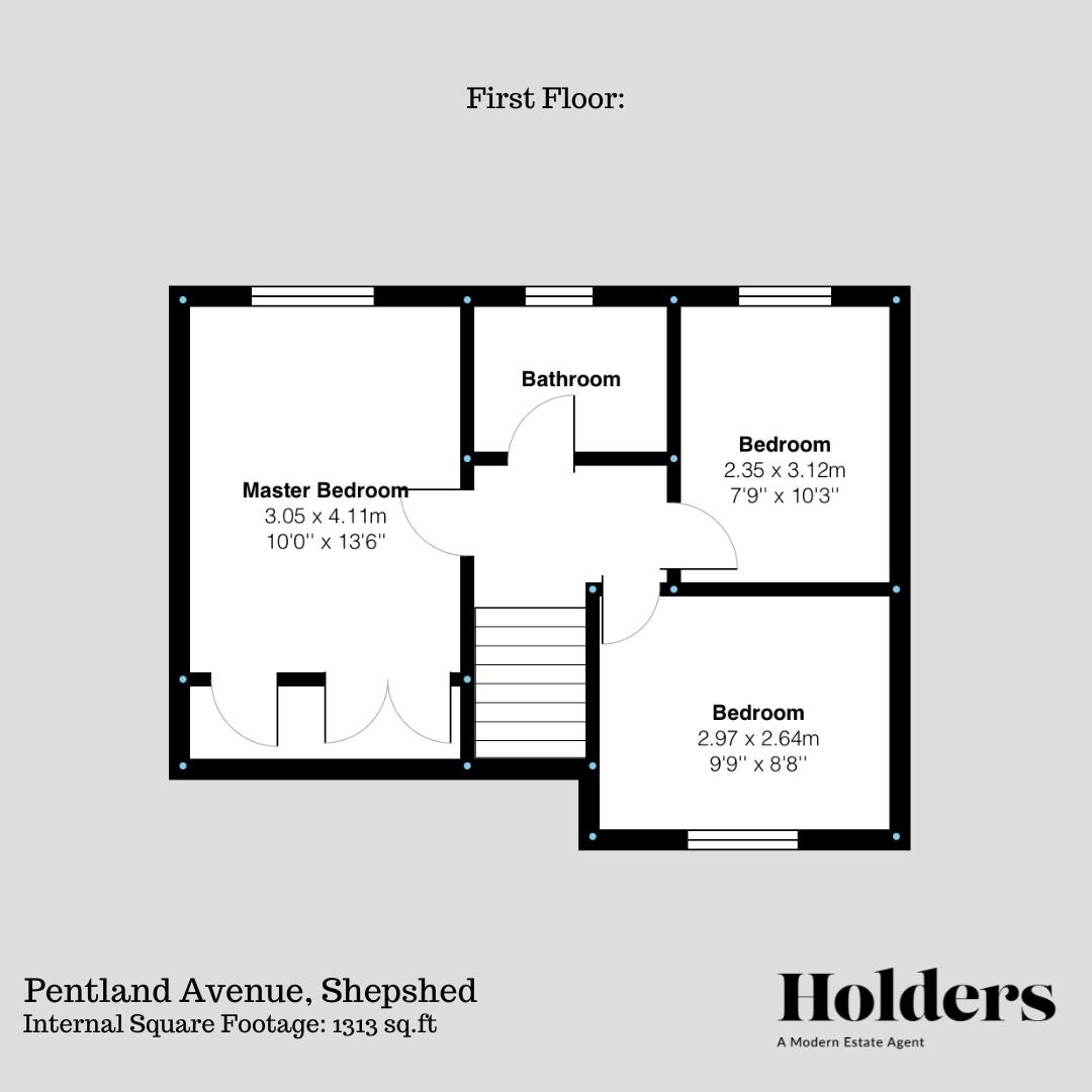 First Floor Floorplan for Pentland Avenue, Shepshed, Loughborough