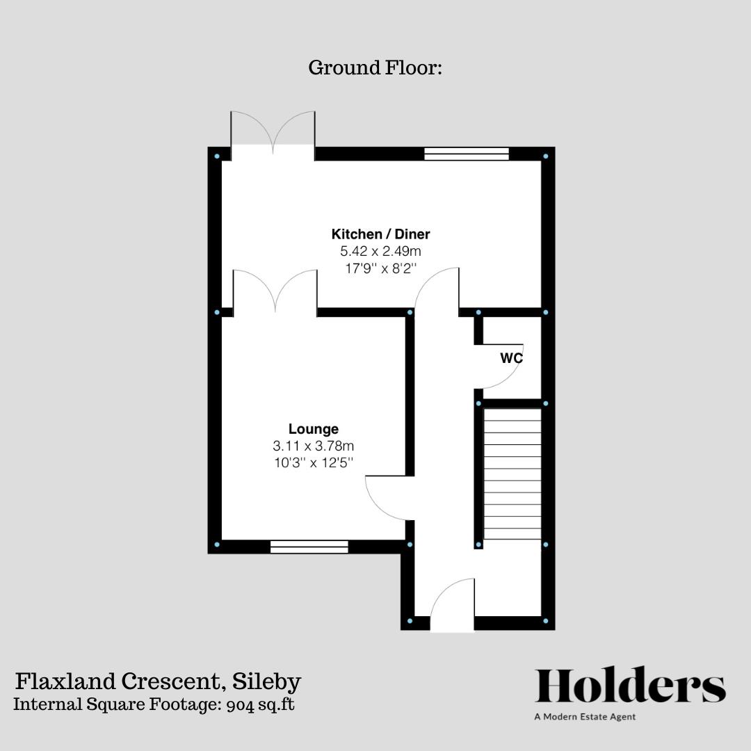 Ground Floor Floorplan for Flaxland Crescent, Sileby, Loughborough