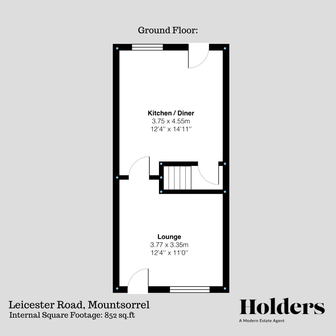 Ground Floor Floorplan for Leicester Road, Mountsorrel, Loughborough