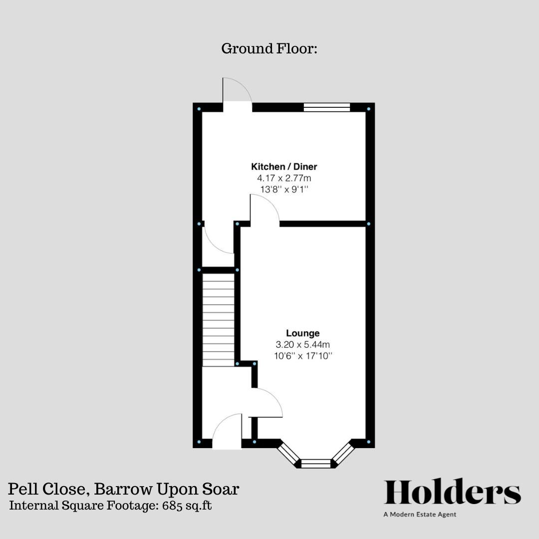 Ground Floor Floorplan for Pell Close, Barrow Upon Soar, Loughborough