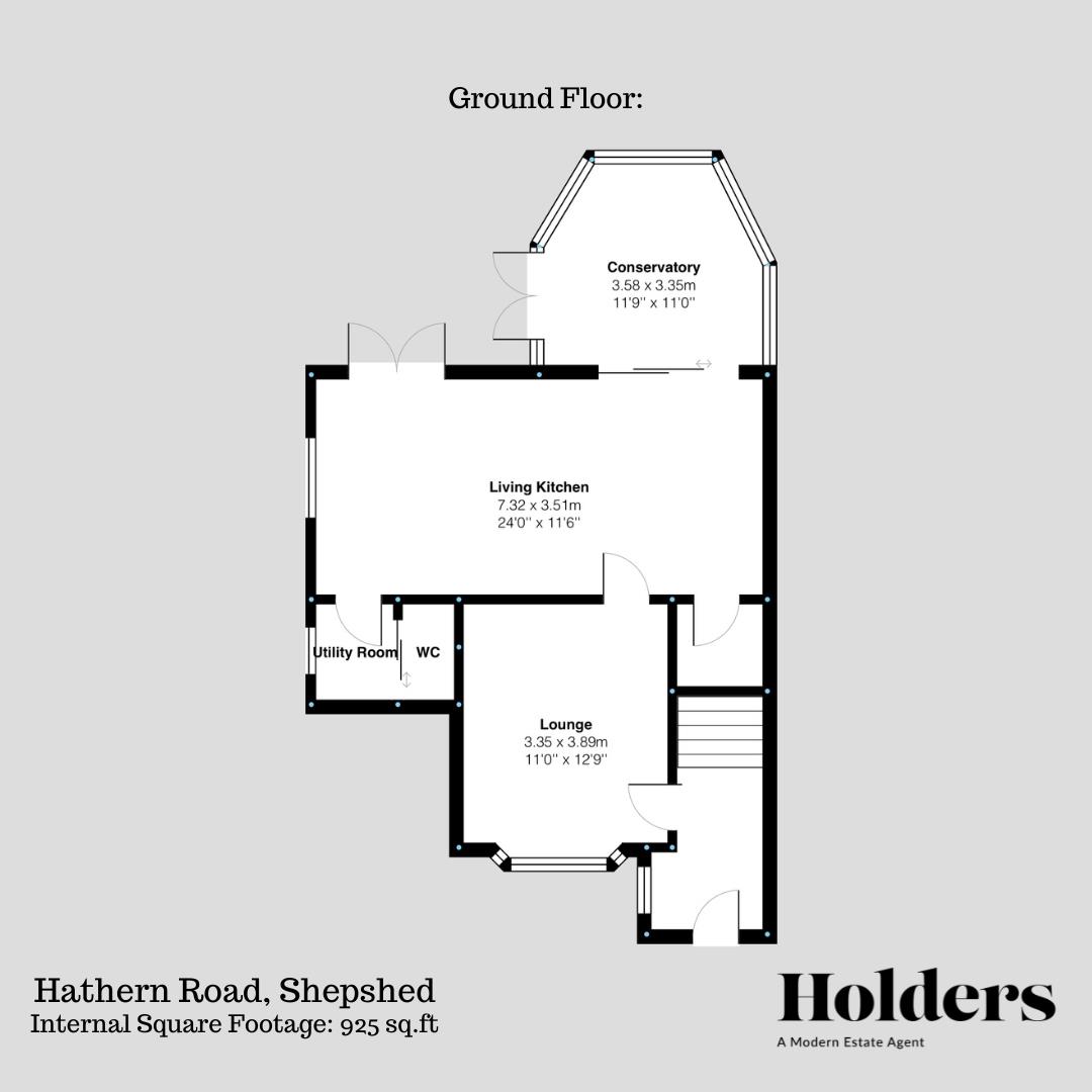 Ground Floor Floorplan for Hathern Road, Shepshed, Loughborough