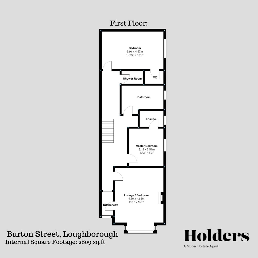 First Floor Floorplan for Burton Street, Loughborough