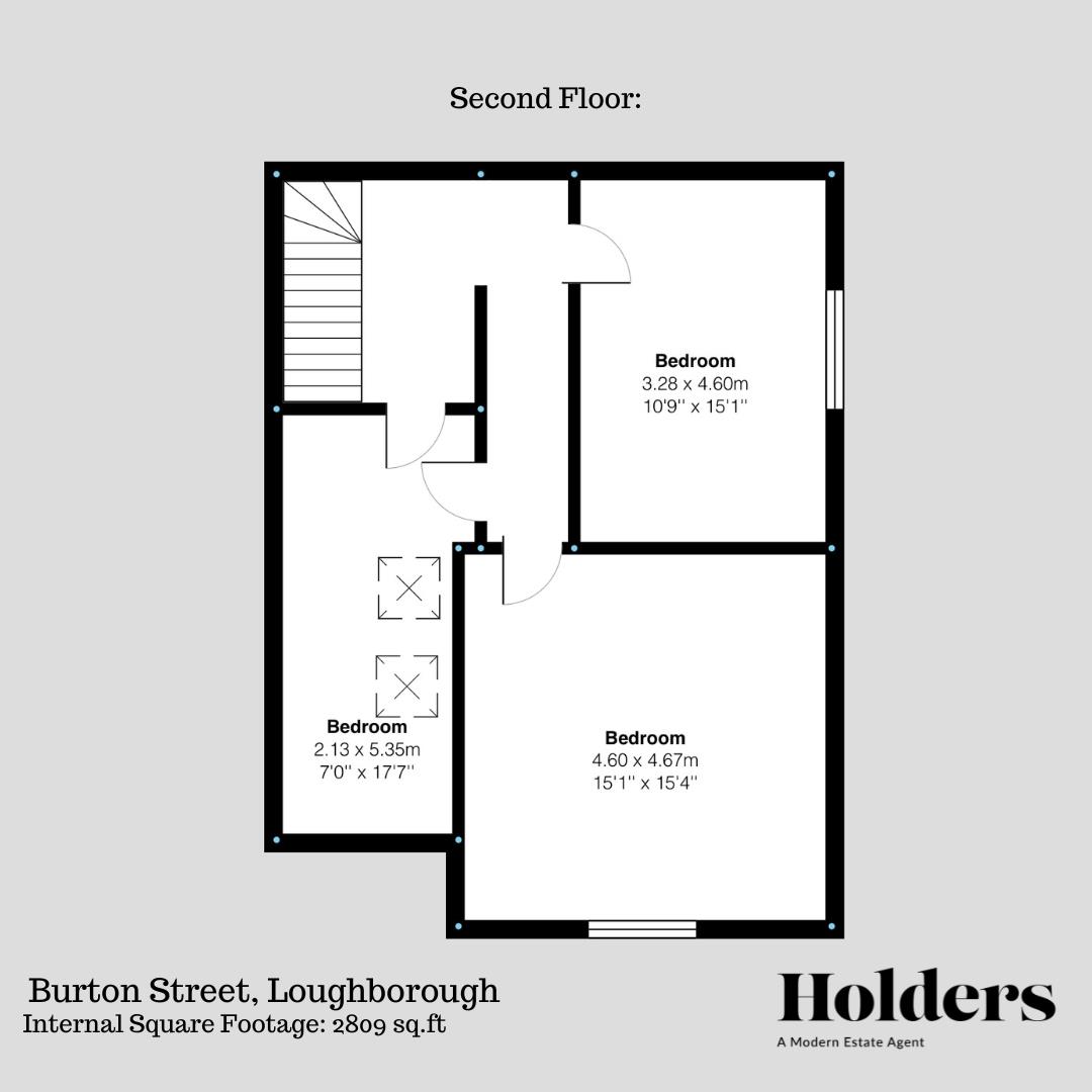 Second Floor Floorplan for Burton Street, Loughborough