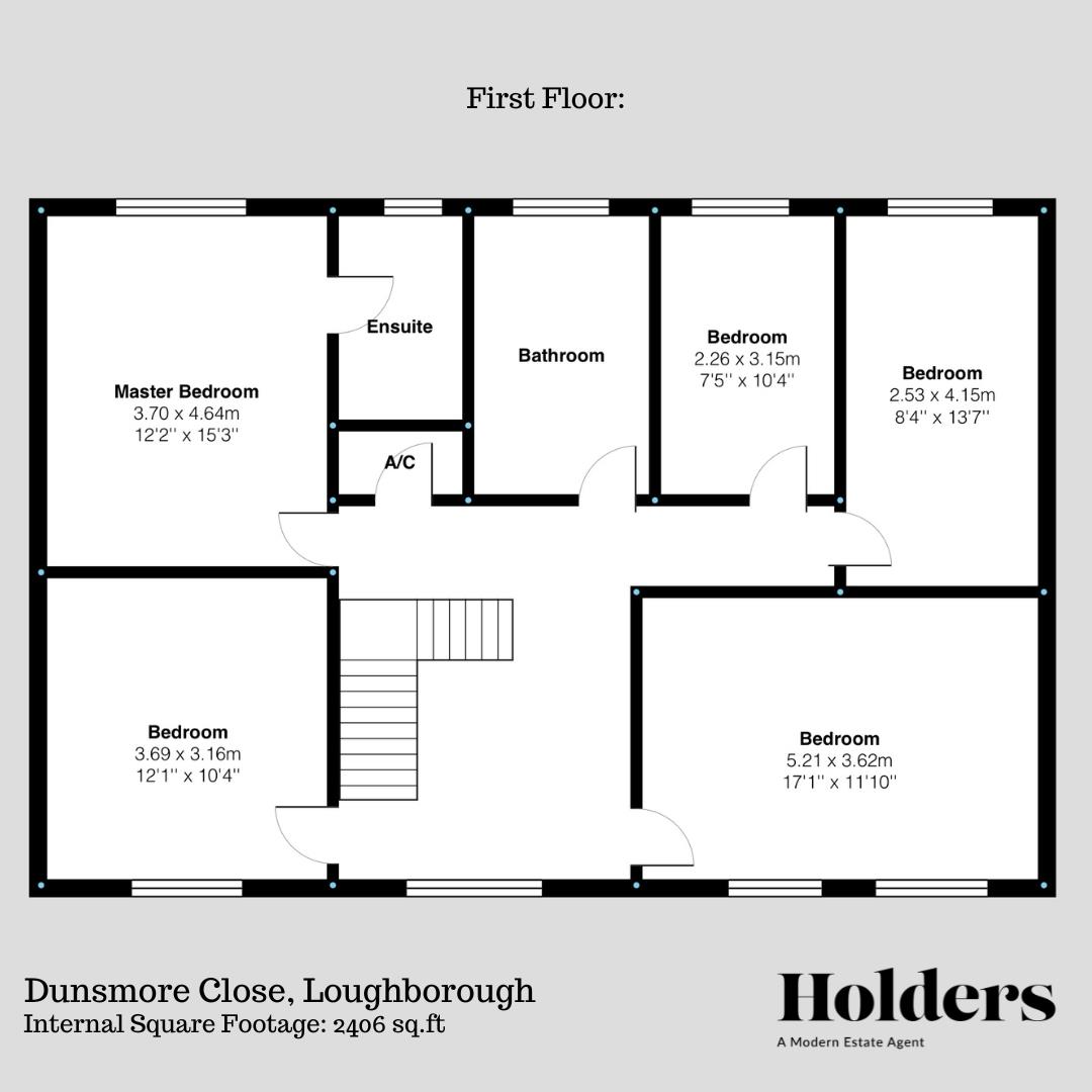 First Floor Floorplan for Dunsmore Close, Loughborough