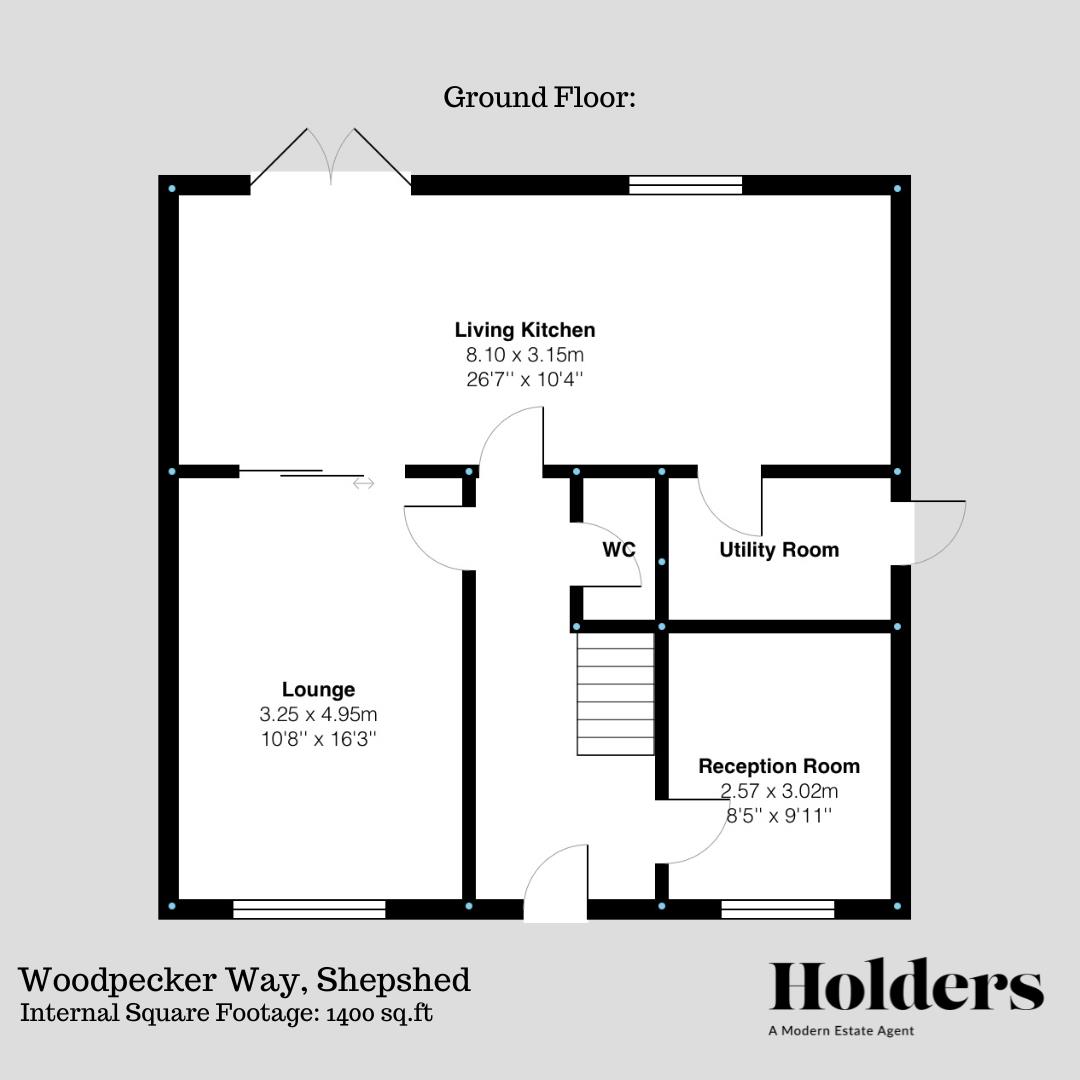 Ground Floor Floorplan for Woodpecker Way, Shepshed, Loughborough