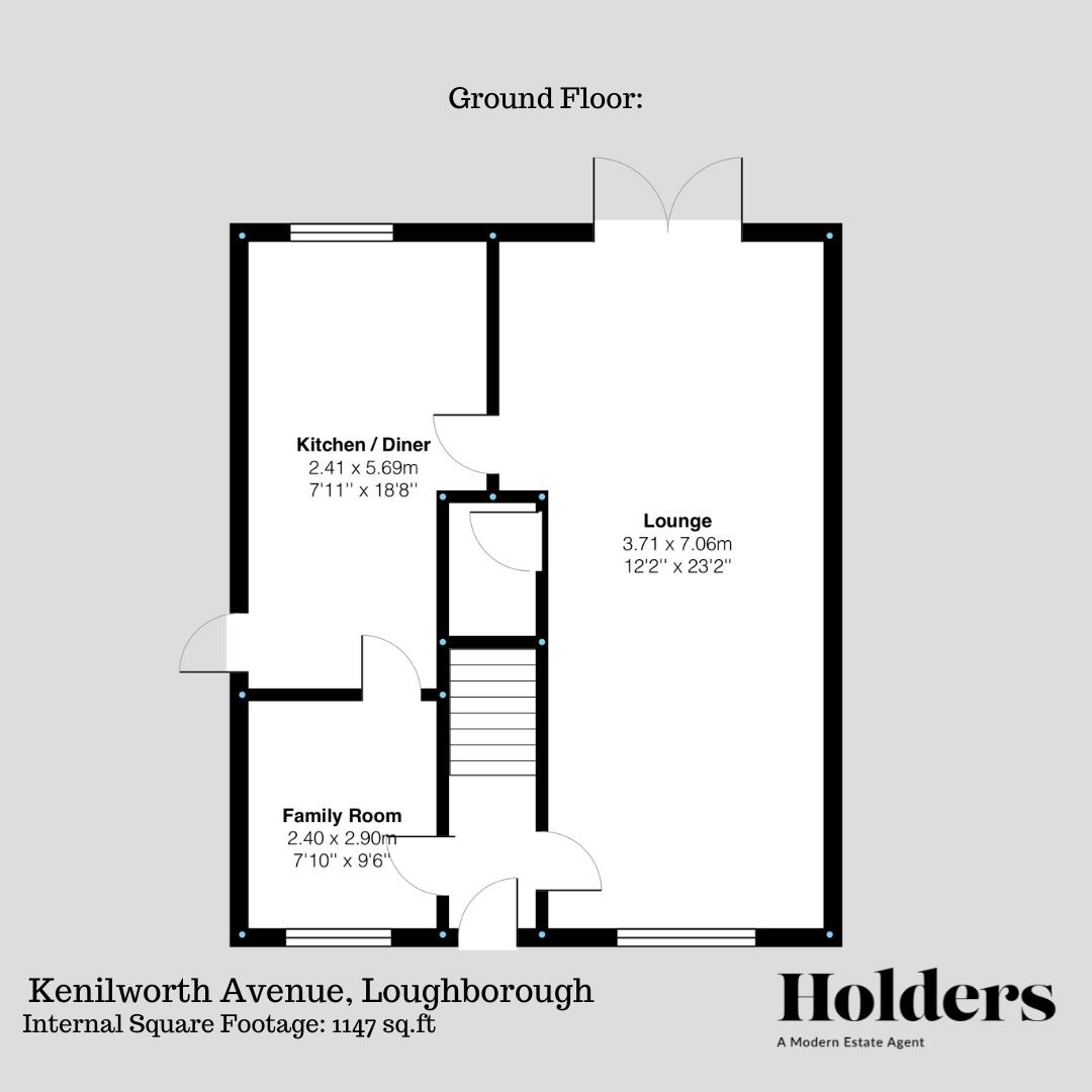 Ground Floor Floorplan for Kenilworth Avenue, Loughborough