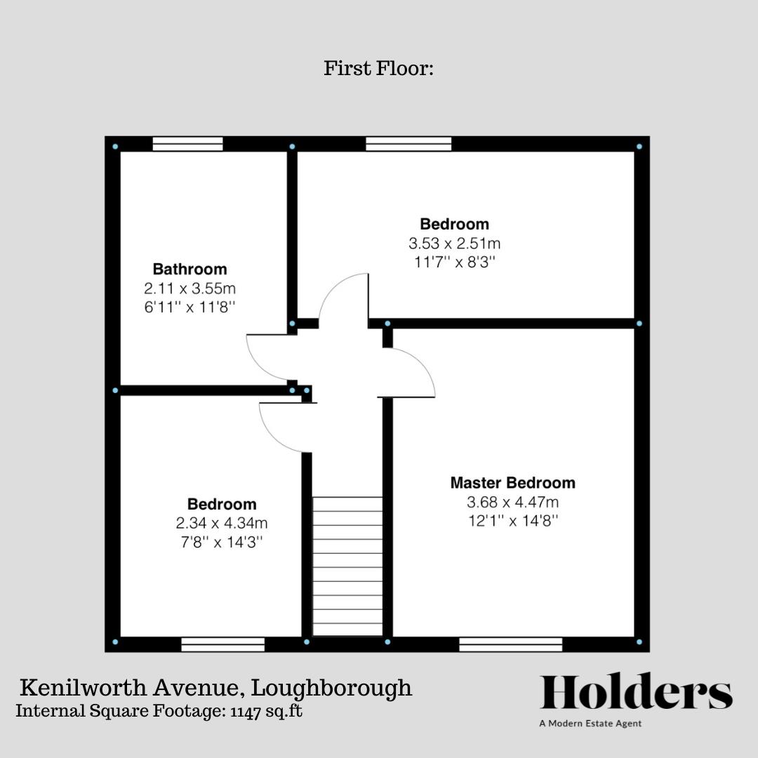 First Floor Floorplan for Kenilworth Avenue, Loughborough