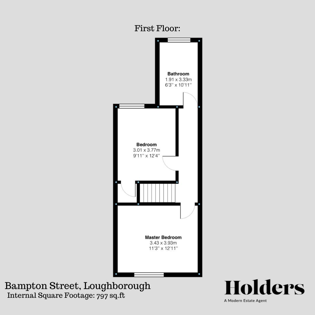 First Floor Floorplan for Bampton Street, Loughborough