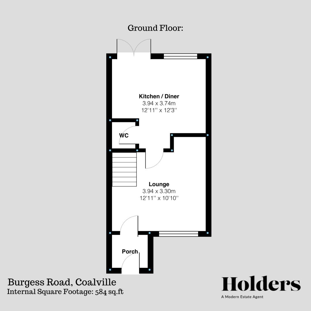 Ground Floor Floorplan for Burgess Road, Coalville