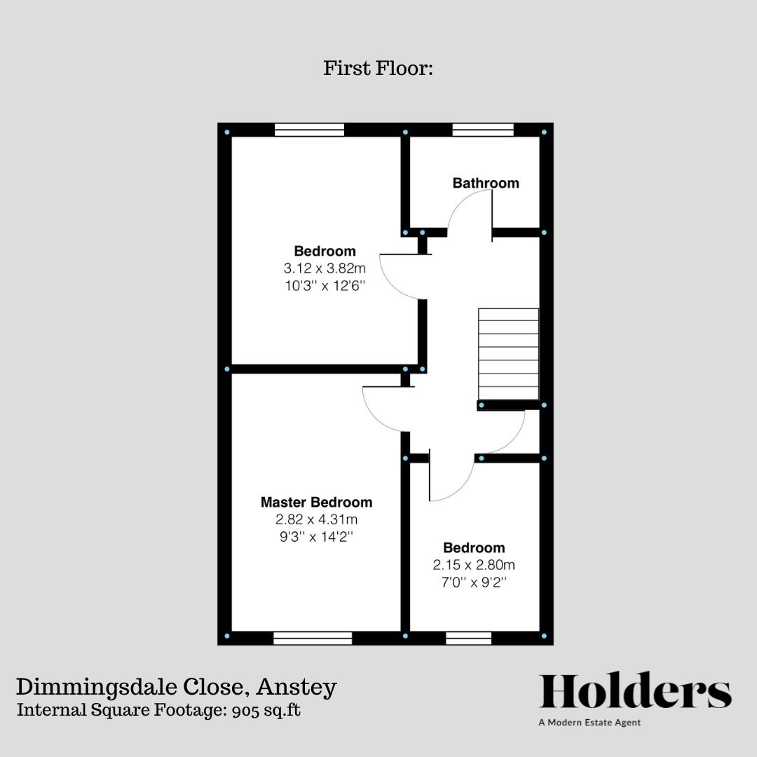 First Floor Floorplan for Dimmingsdale Close, Anstey, Leicester