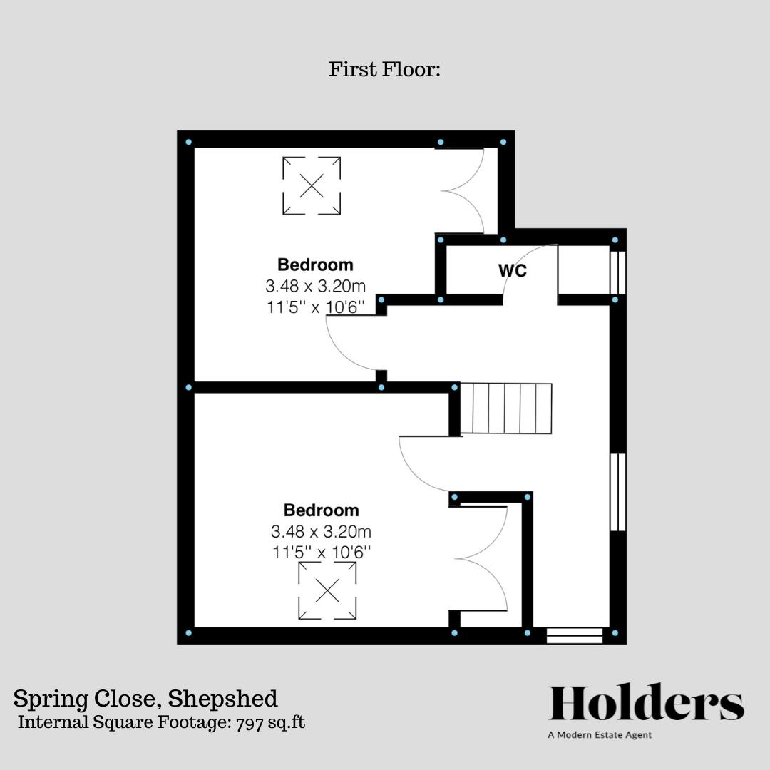 First Floor Floorplan for Spring Close, Shepshed, Loughborough