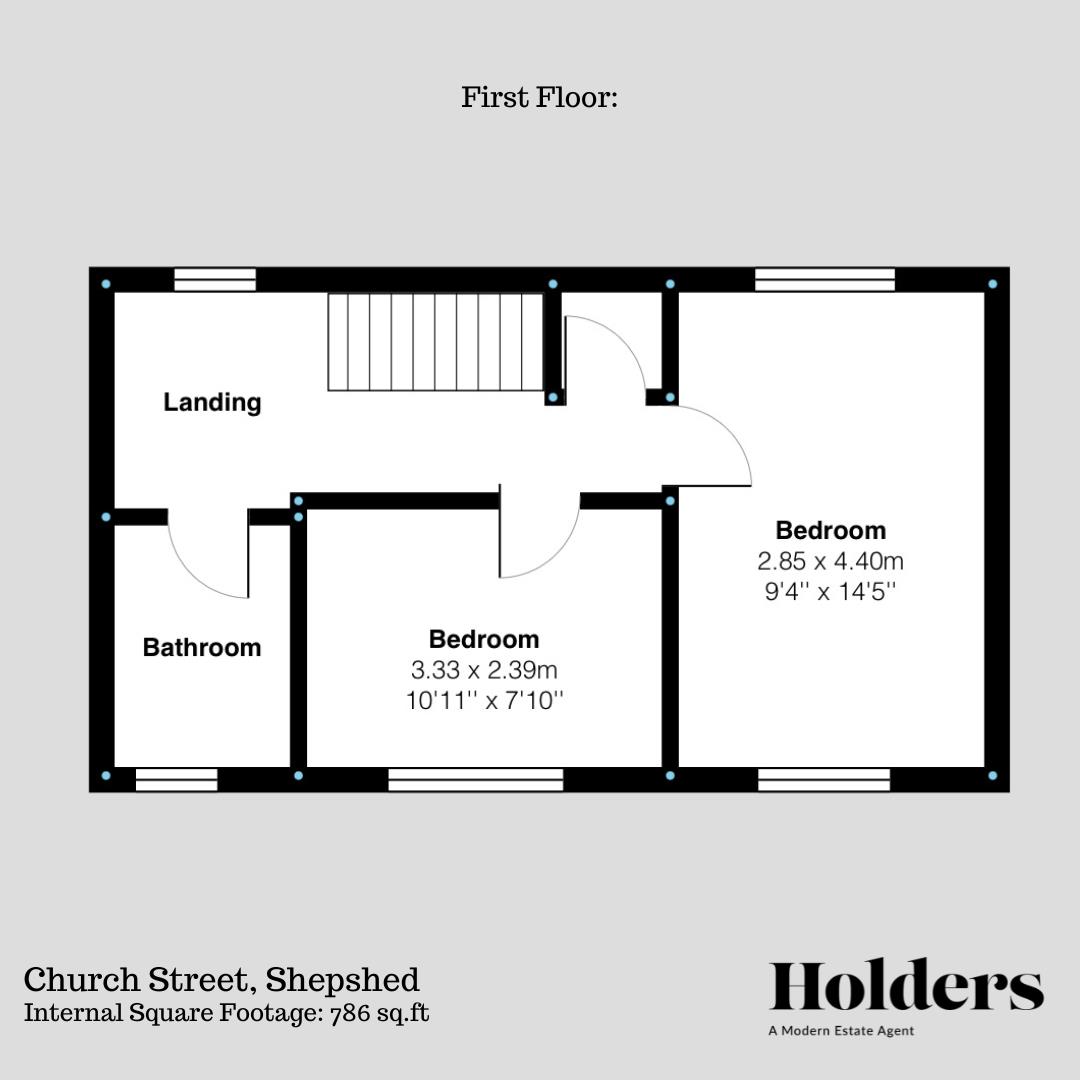 First Floor Floorplan for Church Street, Shepshed, Loughborough