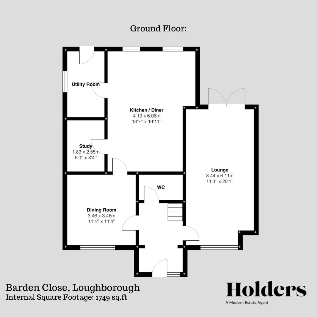 Ground Floor Floorplan for Barden Close, Loughborough