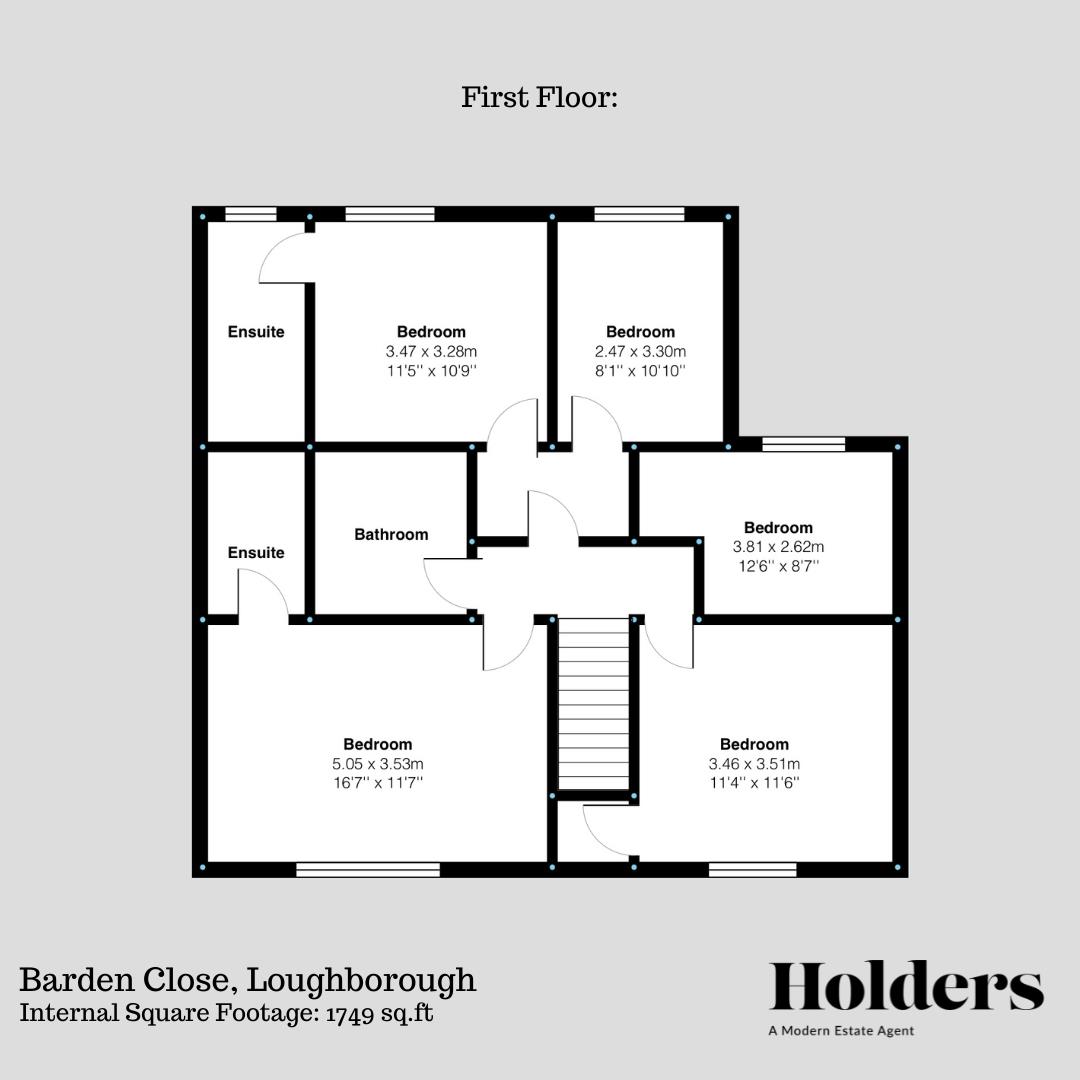 First Floor Floorplan for Barden Close, Loughborough