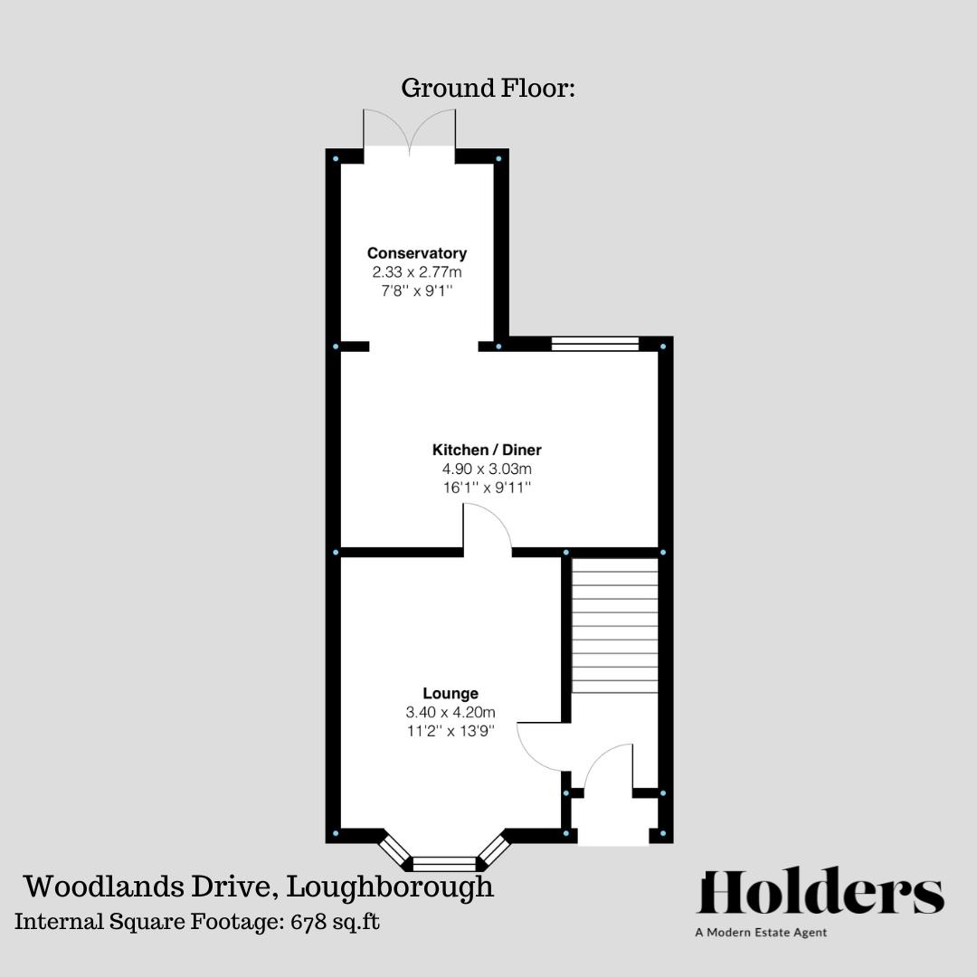 Ground Floor Floorplan for Woodlands Drive, Loughborough