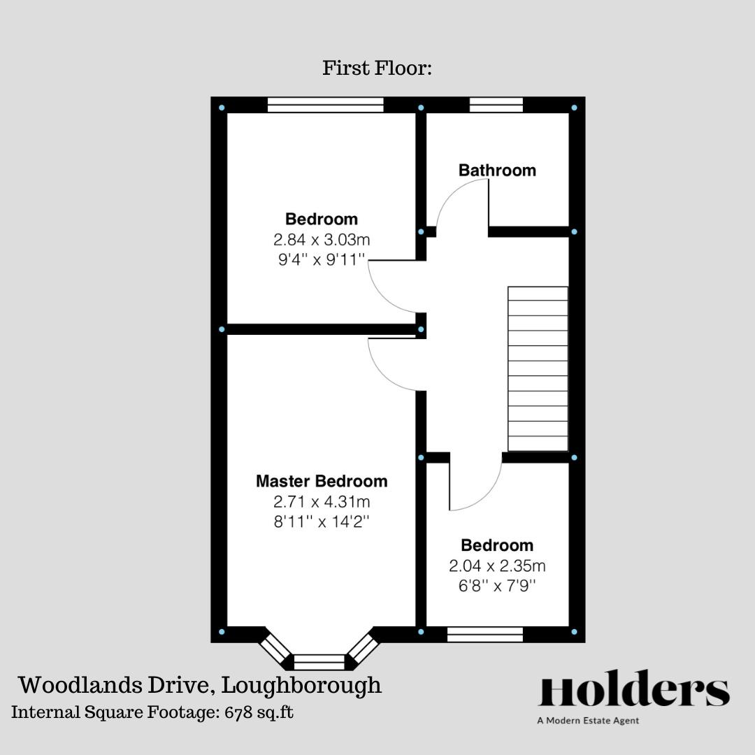 First Floor Floorplan for Woodlands Drive, Loughborough