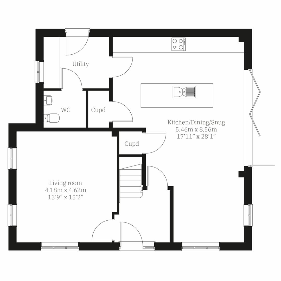 Ground Floor Floorplan for Windmill View, Shepshed, Shepshed