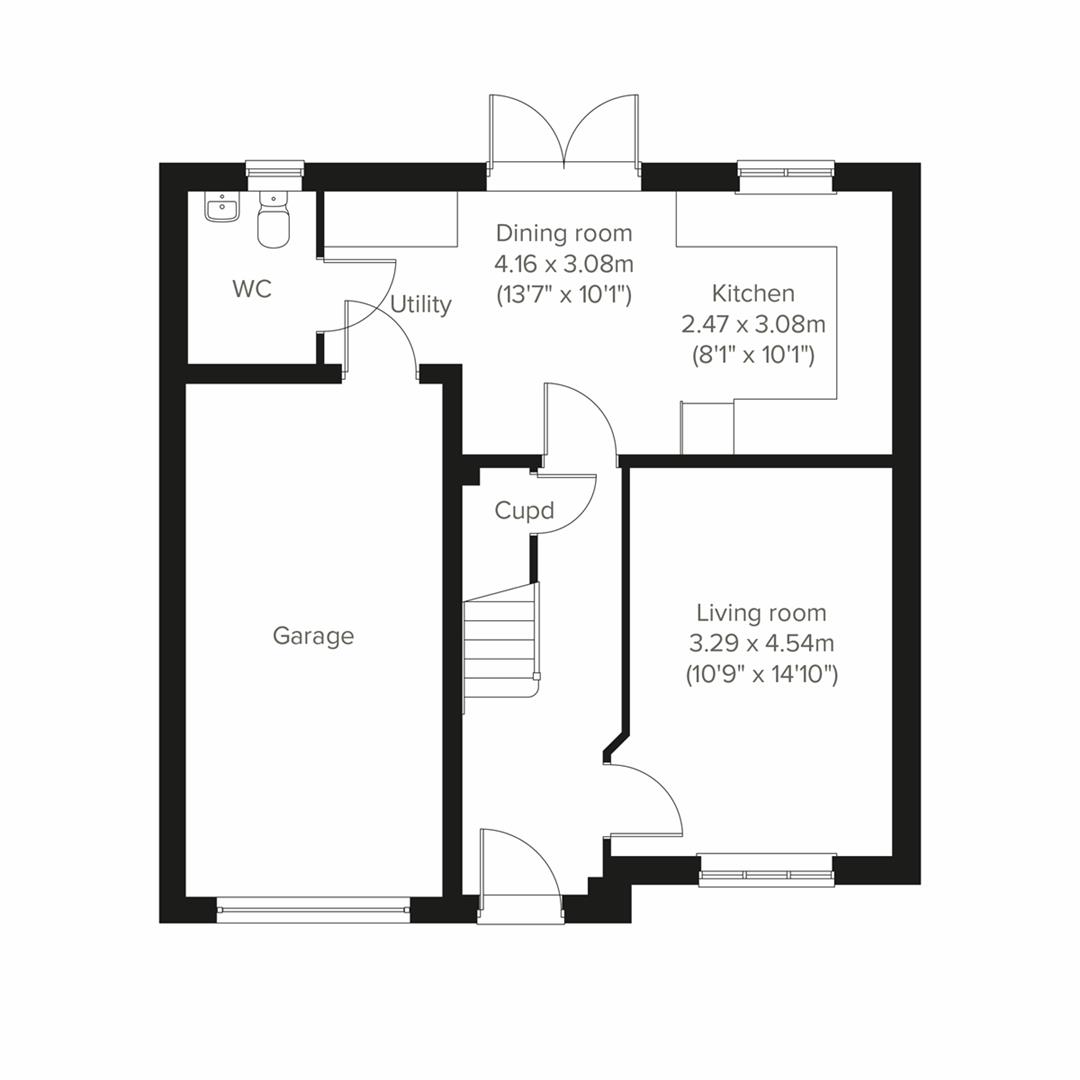 Ground Floor Floorplan for Windmill Way, Shepshed, Shepshed