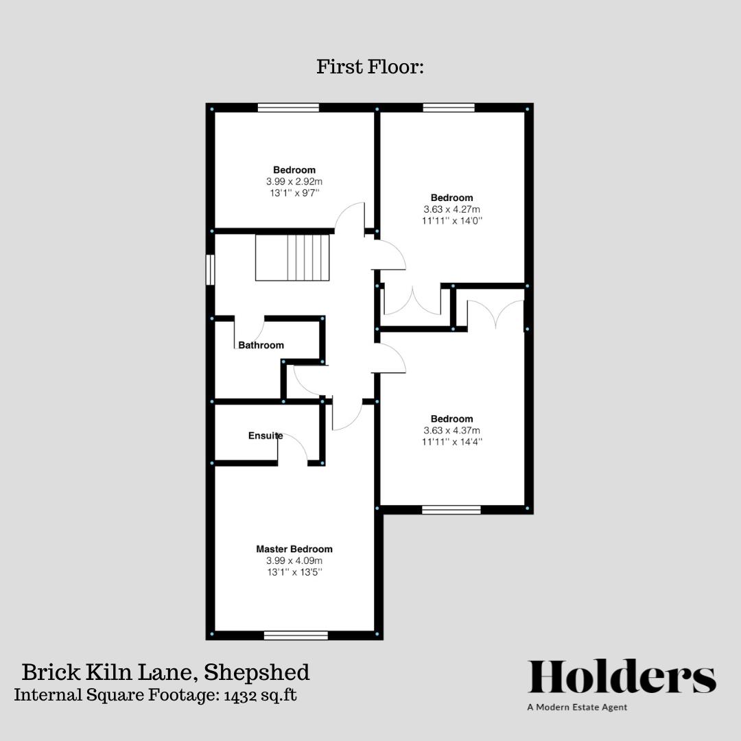 First Floor Floorplan for Brick Kiln Lane, Shepshed, Loughborough